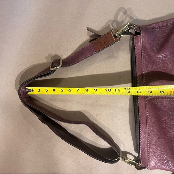 FOSSIL Brown Pebble Leather Morgan Traveler Crossbody Messenger Bag Purse Pocket - Picture 9 of 13